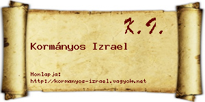 Kormányos Izrael névjegykártya